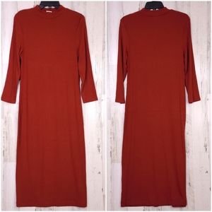 A New Day Long Sleeve Rib Knit Midi Dress M